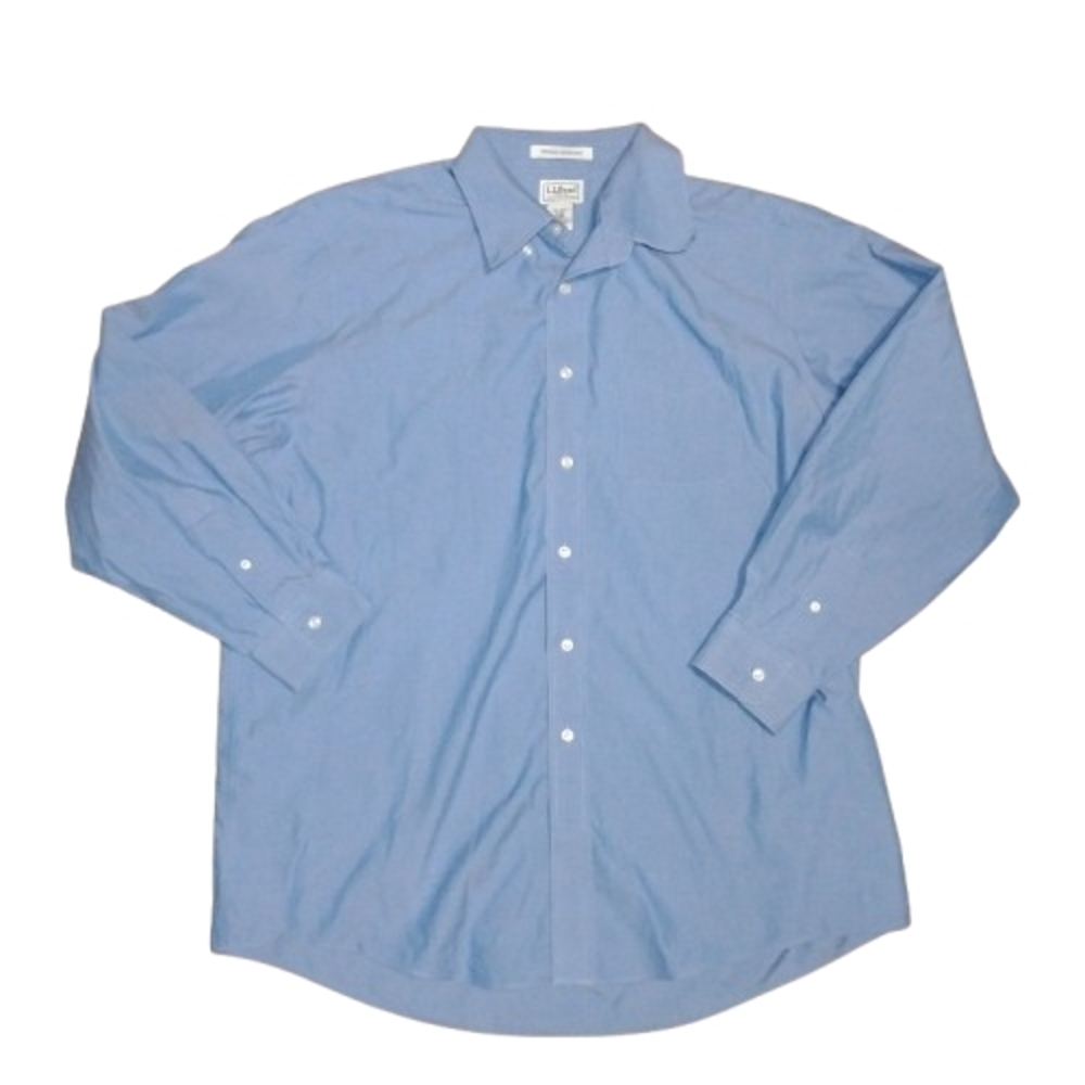 LL Bean Mens Blue Button Down 100% Cotton 0 GDH3 Size: 17-34 Wrinkle Resistant